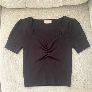 Urban Outfitters Black Cropped Short Sleeve Sweater
